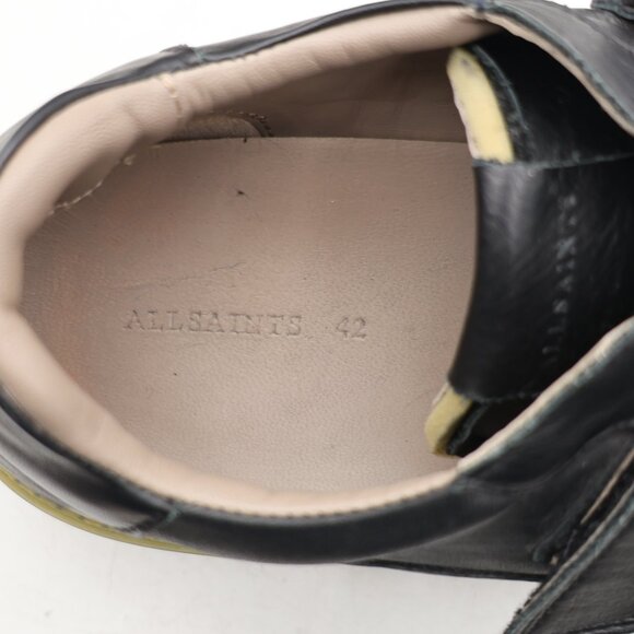 All Saints Jonah Double Strap Men's EU Size 42 Low Top Leather Sneakers Black - Picture 3 of 9